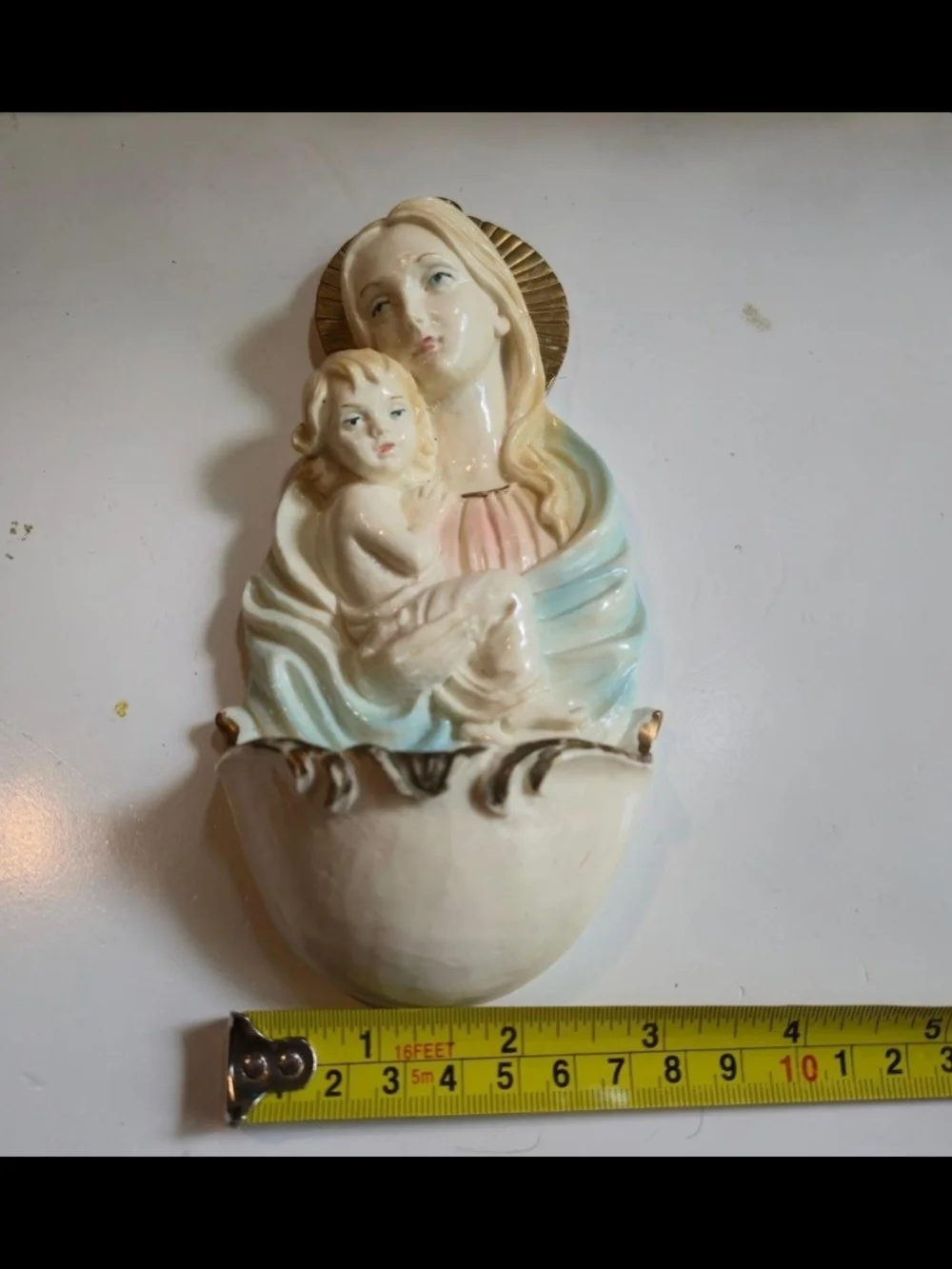 Joan of Arc Bookstores Madonna Wall Plaque in Cream with Gold Label